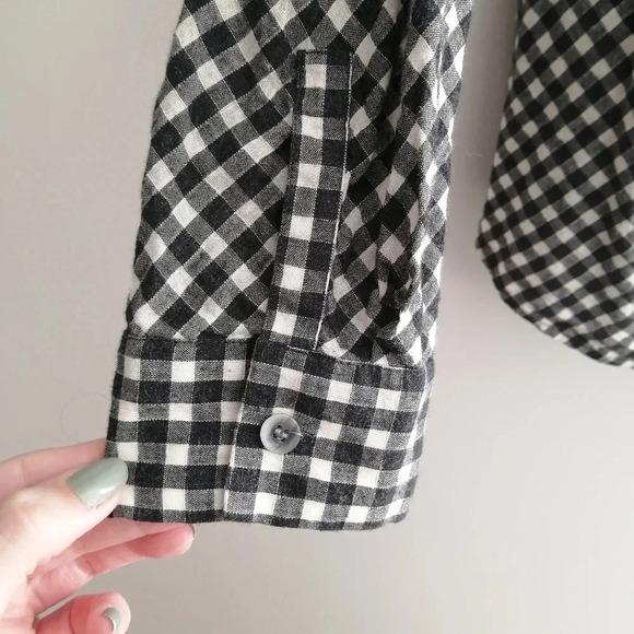 Lafayette 148 Gingham Plaid Cotton, Wool, Linen Button Up Blouse Small - Picture 6 of 15